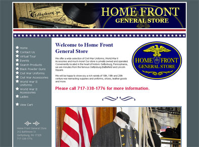 Website Design Sample: Home Front General Store